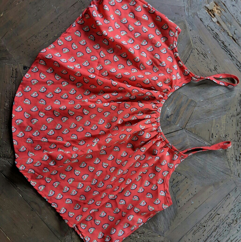Coral hankerchief spaghetti strap top.